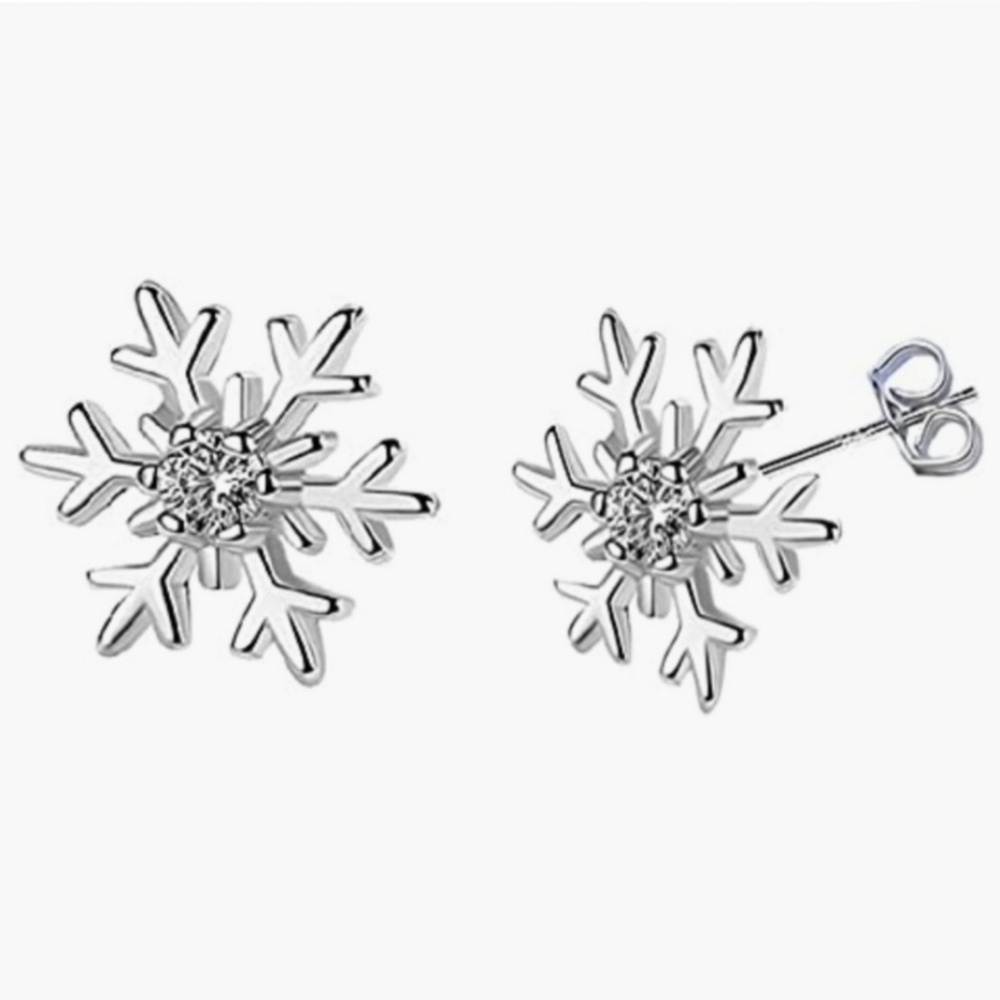 925 Sterling Silver Snowflake Earrings